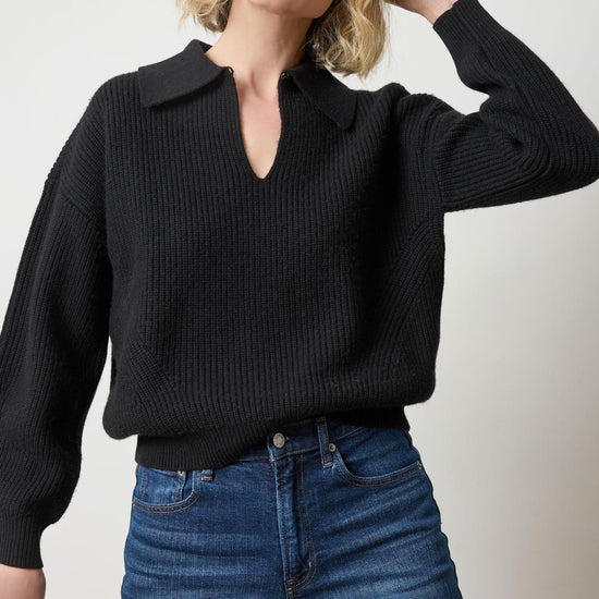 Keyhole Rib Sweater Womens Sweater Black A1
