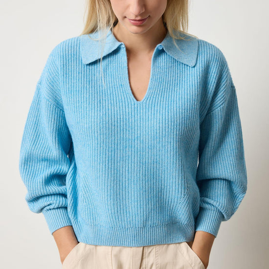 Keyhole Rib Sweater Womens Sweater Mystic Blue A1