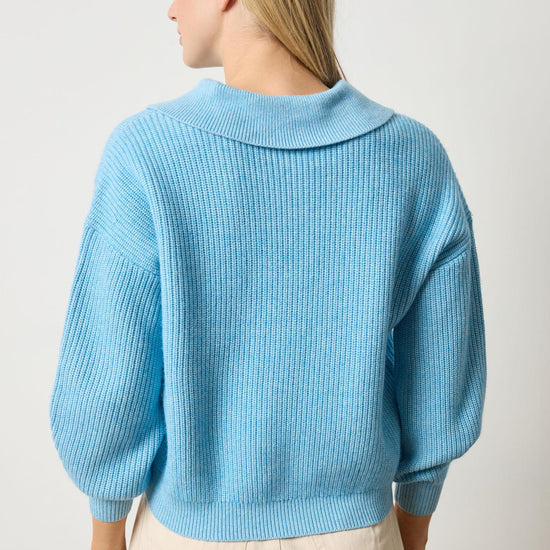 Keyhole Rib Sweater Womens Sweater Mystic Blue A2