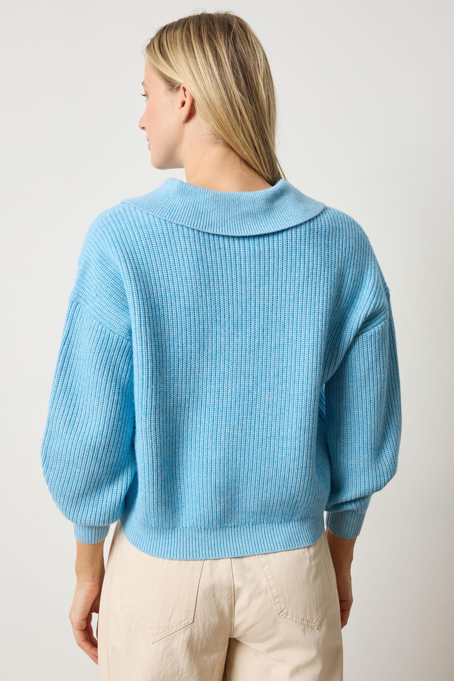 Keyhole Rib Sweater Womens Sweater Mystic Blue A2