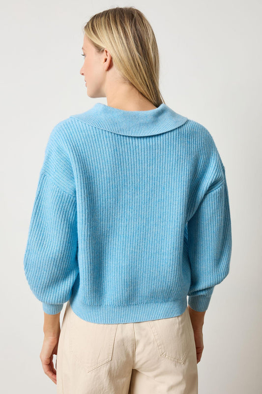 Keyhole Rib Sweater Womens Sweater Mystic Blue A2