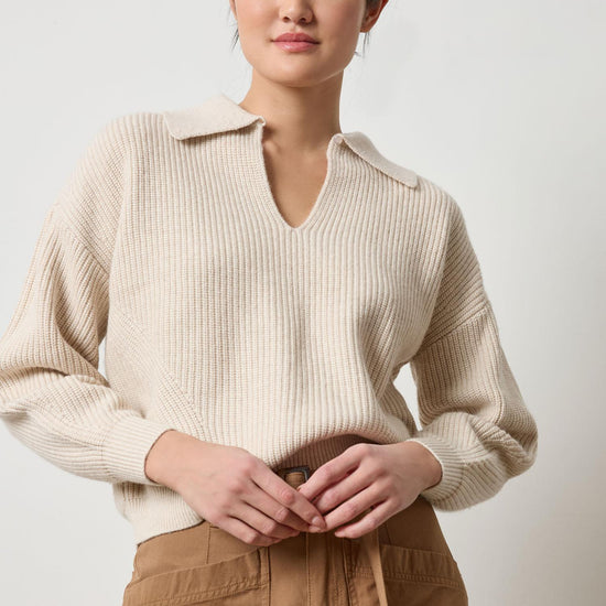 Keyhole Rib Sweater Womens Sweater Oat A1