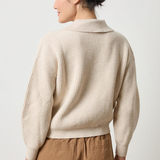 Keyhole Rib Sweater Womens Sweater Oat A2