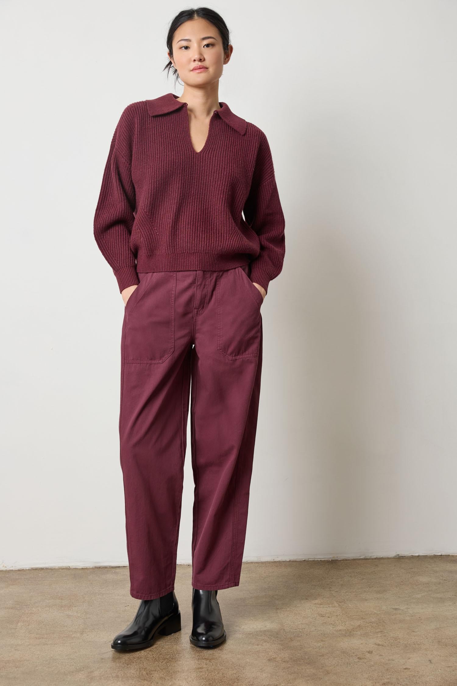 Keyhole Rib Sweater Womens Sweater Plum A0