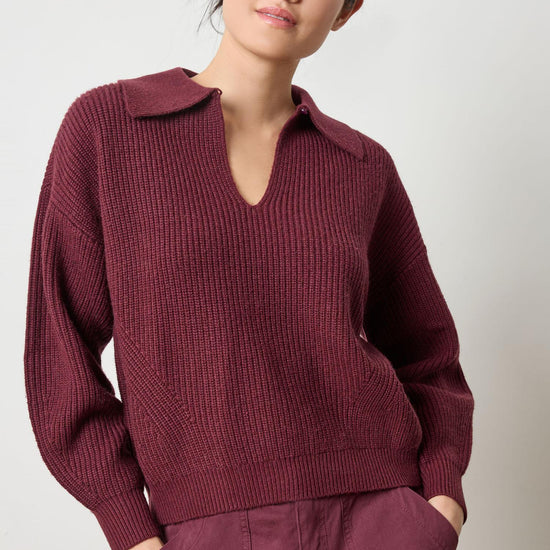 Keyhole Rib Sweater Womens Sweater Plum A1