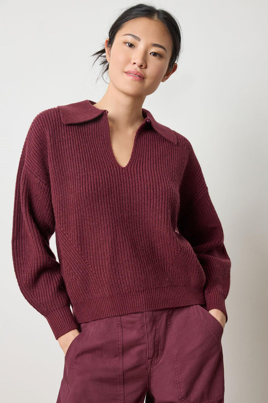Keyhole Rib Sweater Womens Sweater Plum A1