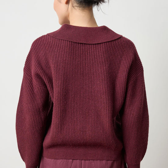 Keyhole Rib Sweater Womens Sweater Plum A2