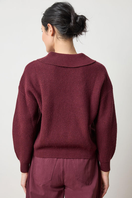 Keyhole Rib Sweater Womens Sweater Plum A2