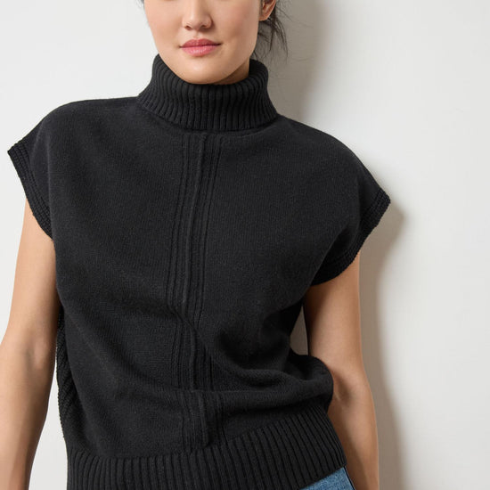 Turtleneck Wedge Sweater in color Black Image A1