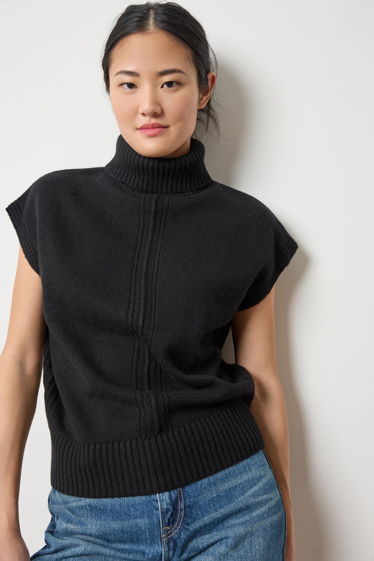 Turtleneck Wedge Sweater in color Black Image A1