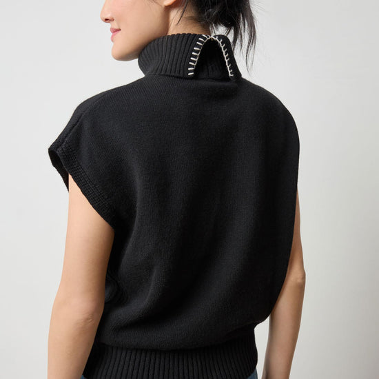 Turtleneck Wedge Sweater in color Black Image A2