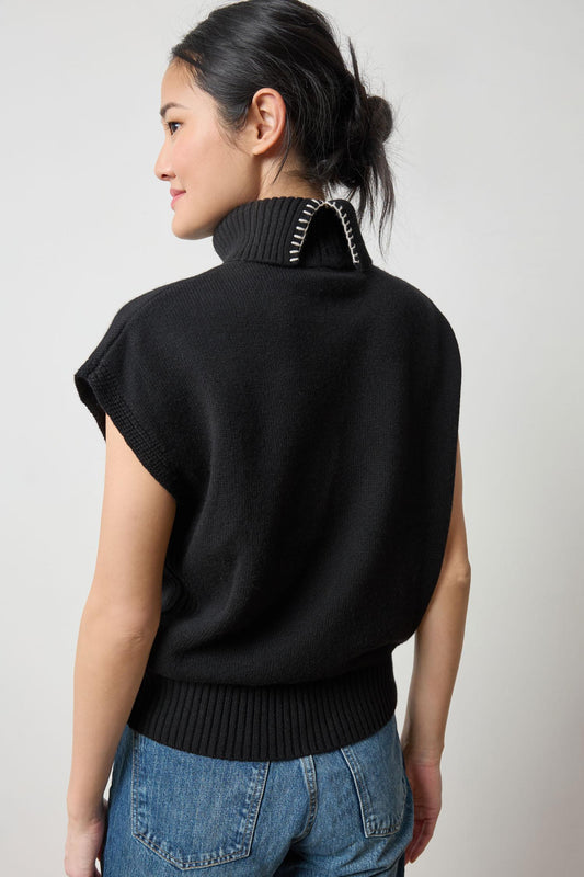 Turtleneck Wedge Sweater in color Black Image A2