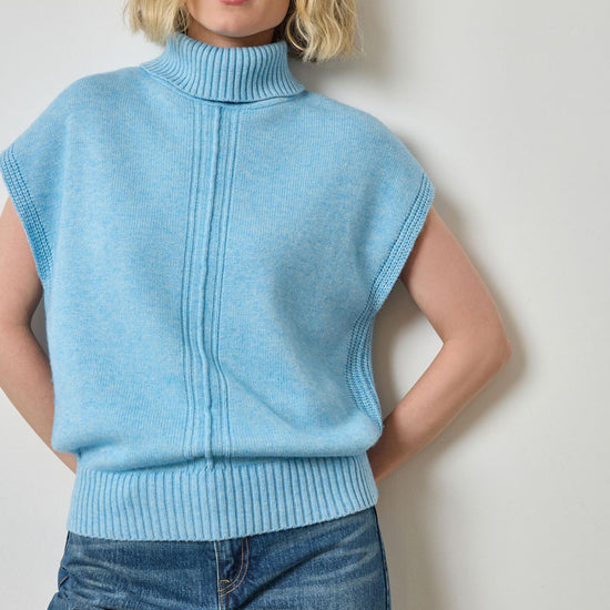 Turtleneck Wedge Sweater in color Mystic Blue Image A1