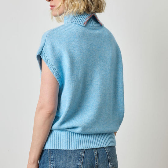 Turtleneck Wedge Sweater in color Mystic Blue Image A2