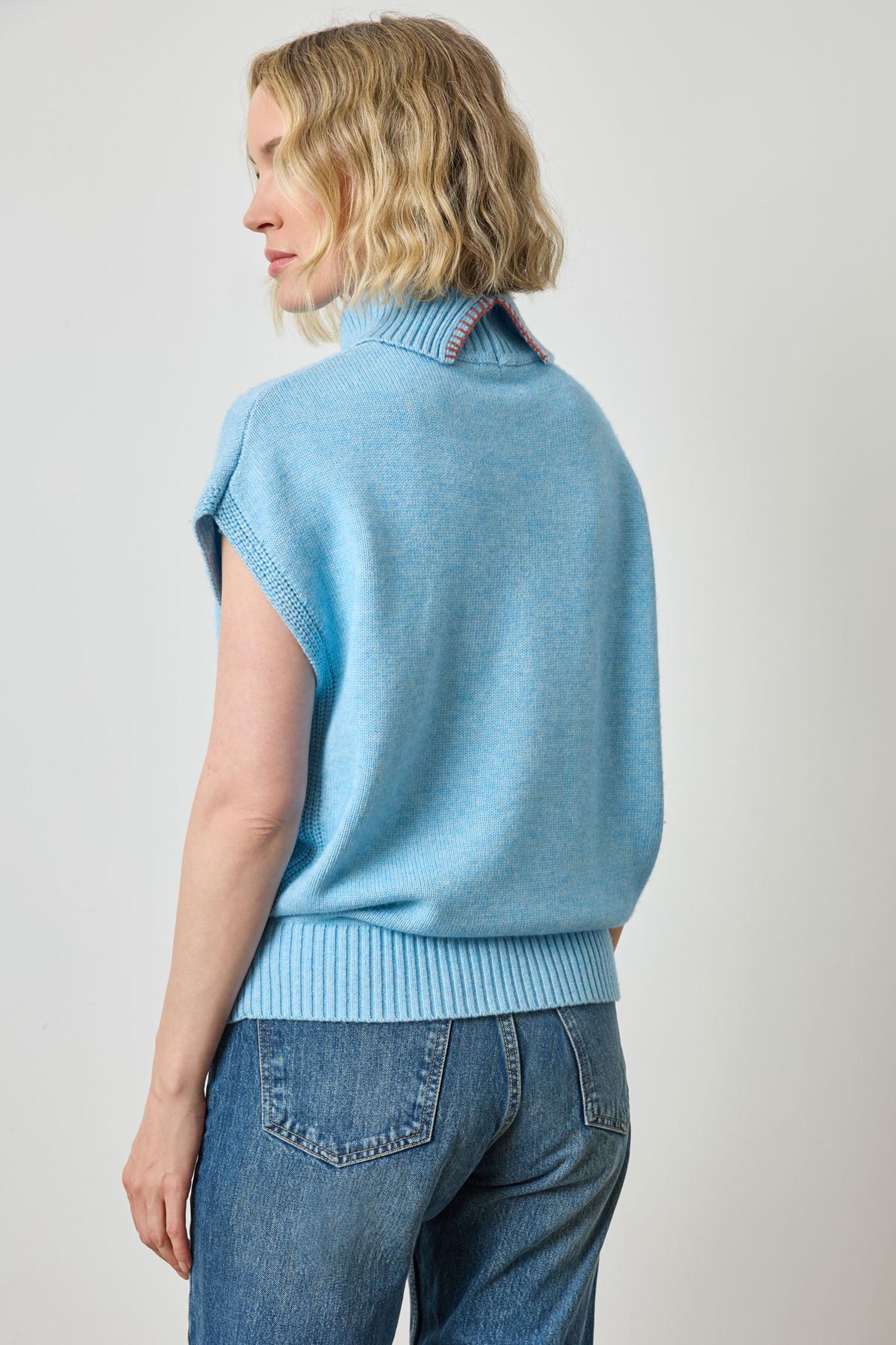 Turtleneck Wedge Sweater in color Mystic Blue Image A2