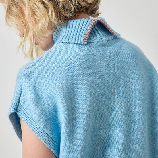 Turtleneck Wedge Sweater in color Mystic Blue Image A3