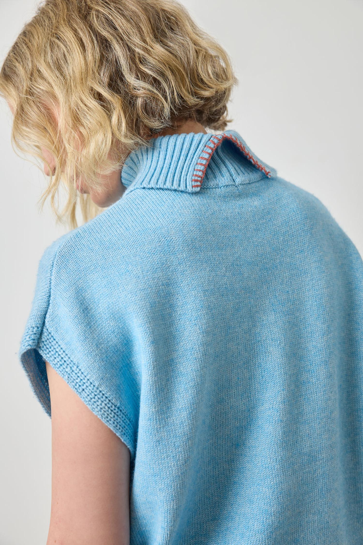 Turtleneck Wedge Sweater in color Mystic Blue Image A3