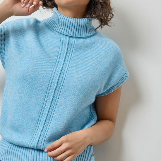 Turtleneck Wedge Sweater in color Mystic Blue Image A4