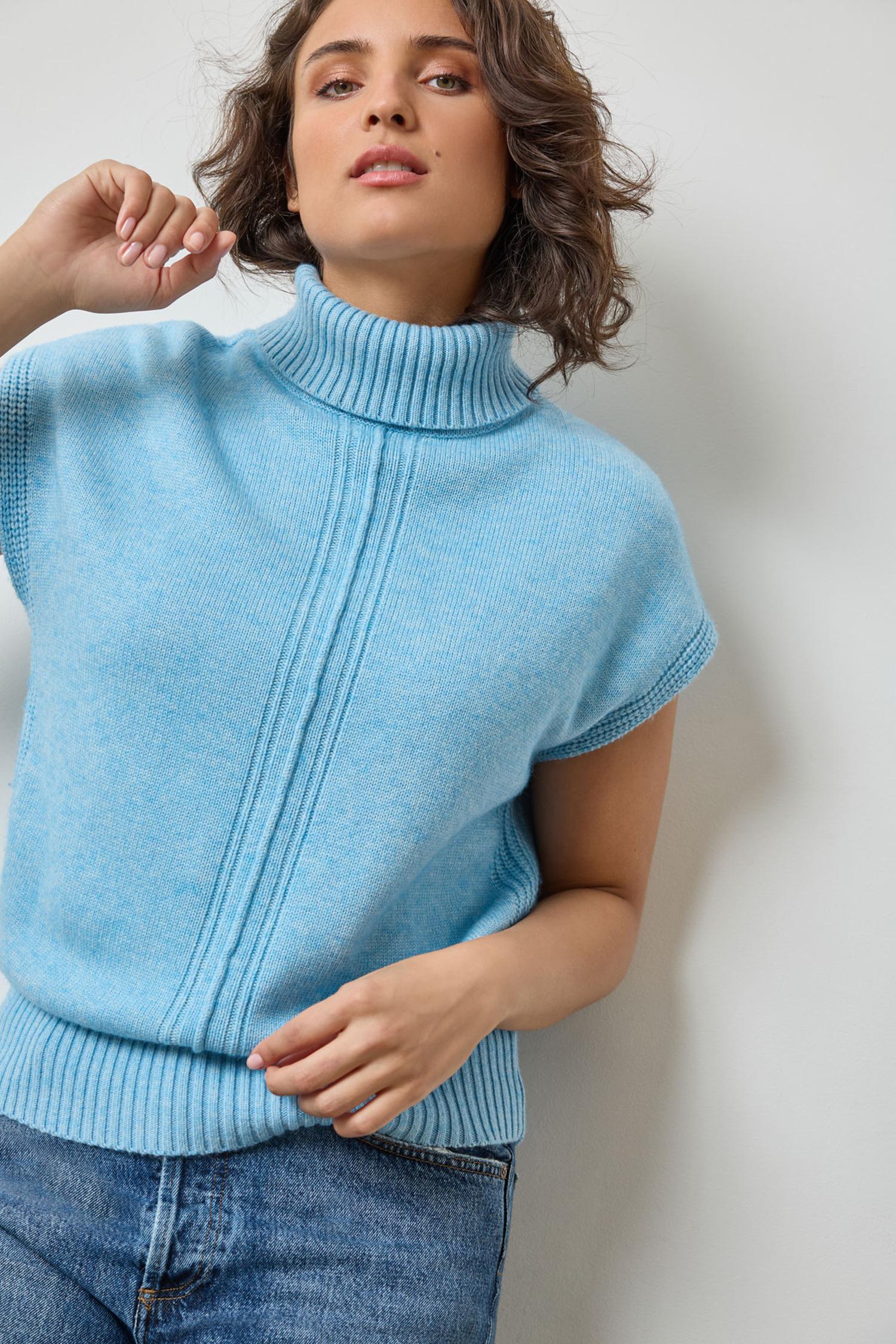 Turtleneck Wedge Sweater in color Mystic Blue Image A4