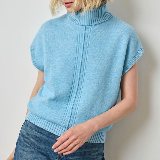Turtleneck Wedge Sweater in color Mystic Blue Image A5