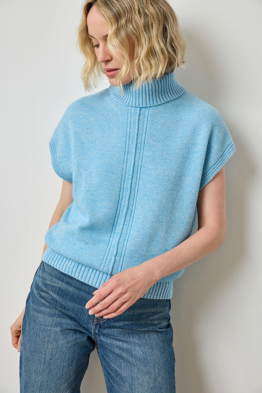 Turtleneck Wedge Sweater in color Mystic Blue Image A5