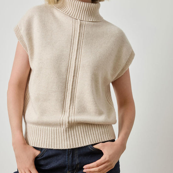 Turtleneck Wedge Sweater in color Oat Image A1