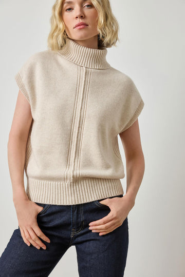 Turtleneck Wedge Sweater in color Oat Image A1