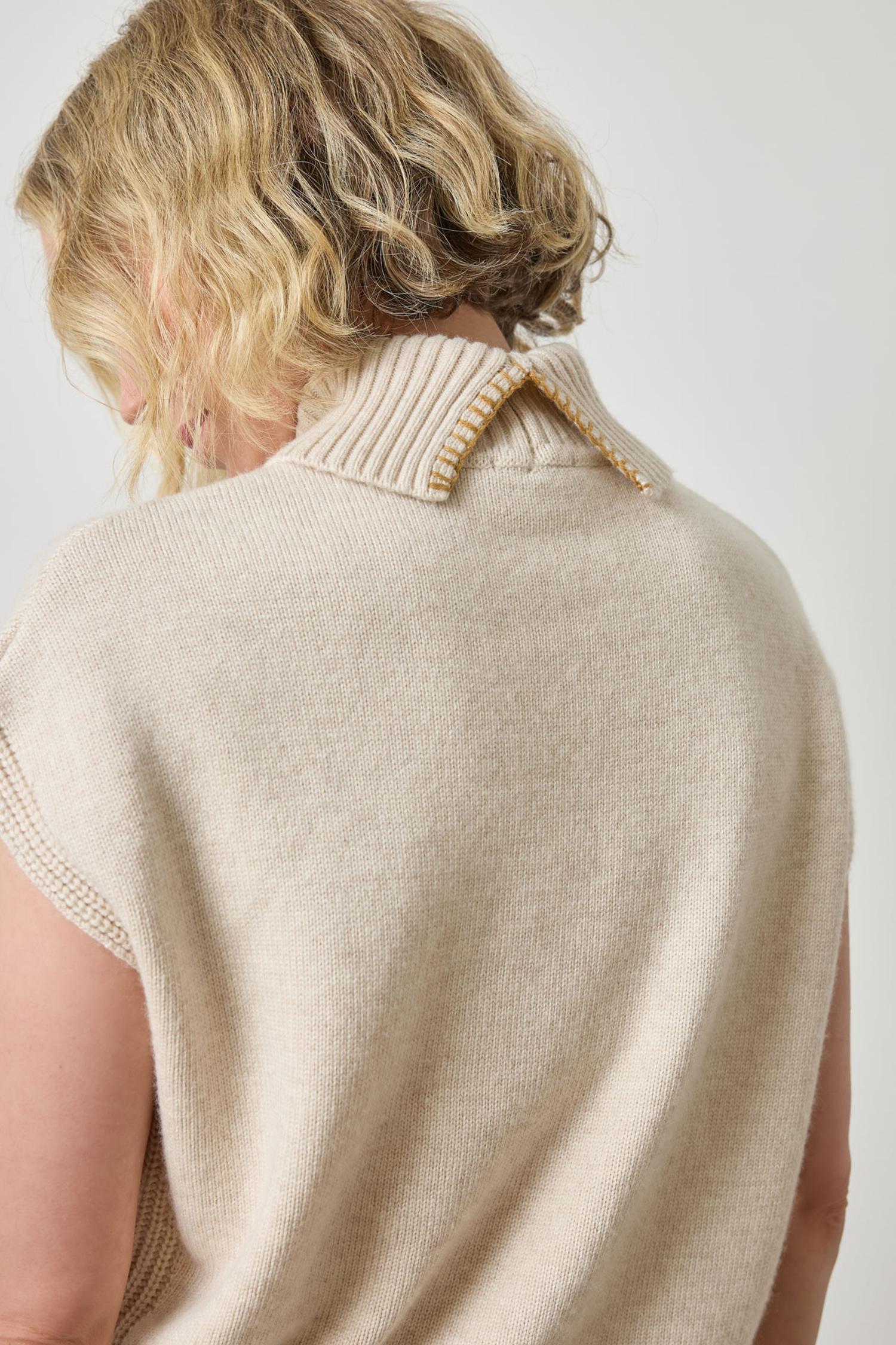 Turtleneck Wedge Sweater in color Oat Image A3