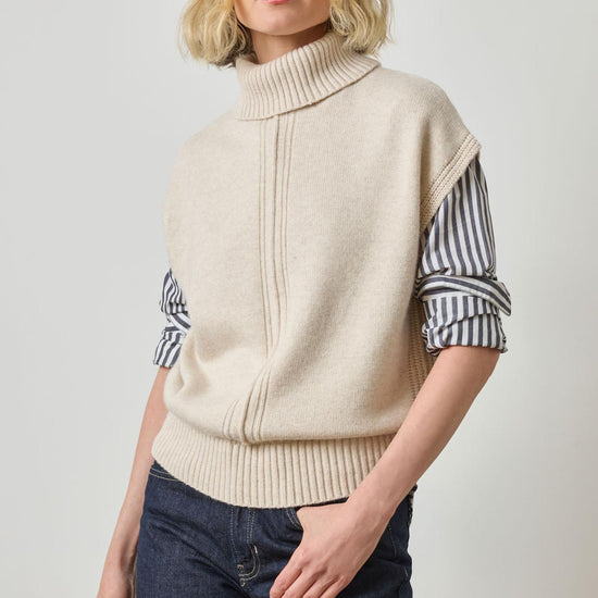 Turtleneck Wedge Sweater in color Oat Image A4