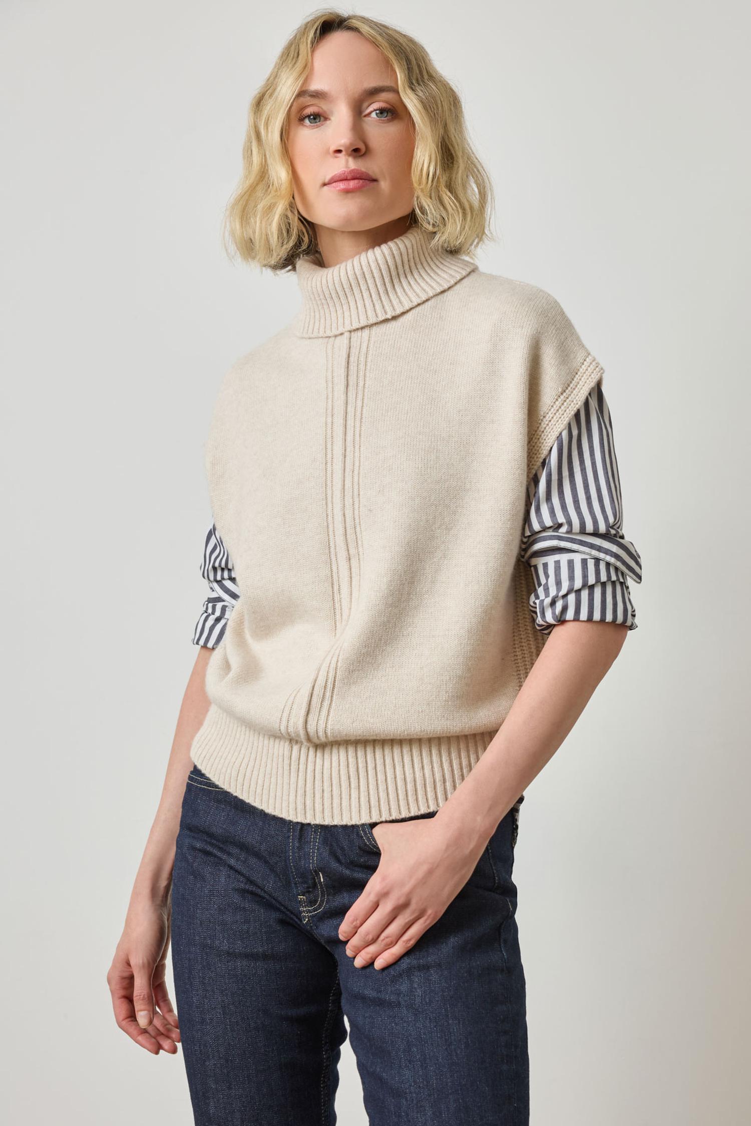 Turtleneck Wedge Sweater in color Oat Image A4