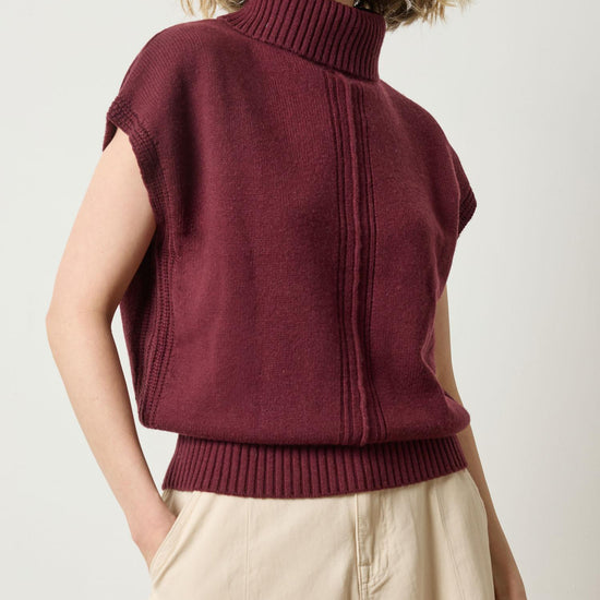 Turtleneck Wedge Sweater in color Plum Image A1