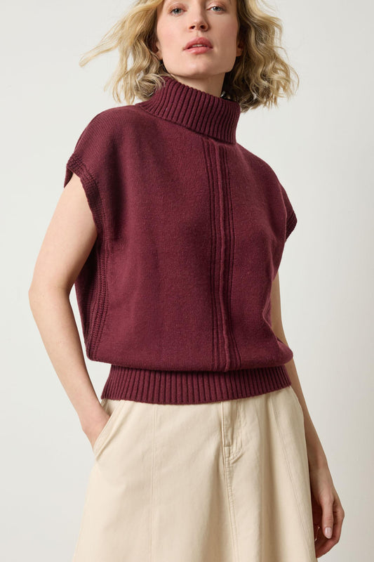 Turtleneck Wedge Sweater in color Plum Image A1