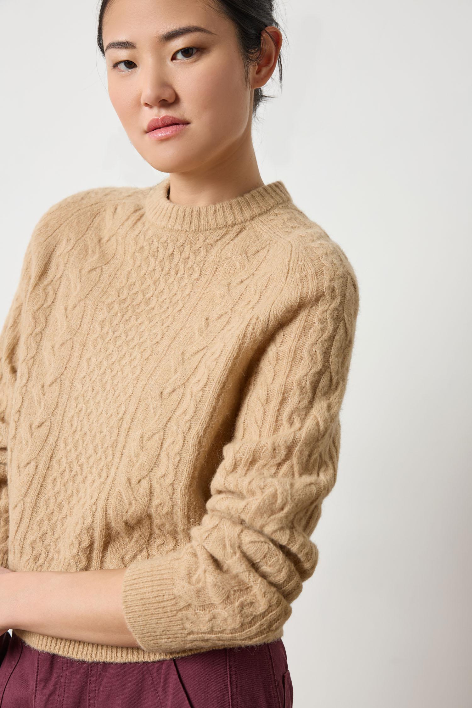 Mixed Stitch Pullover Womens Sweater Birch A1