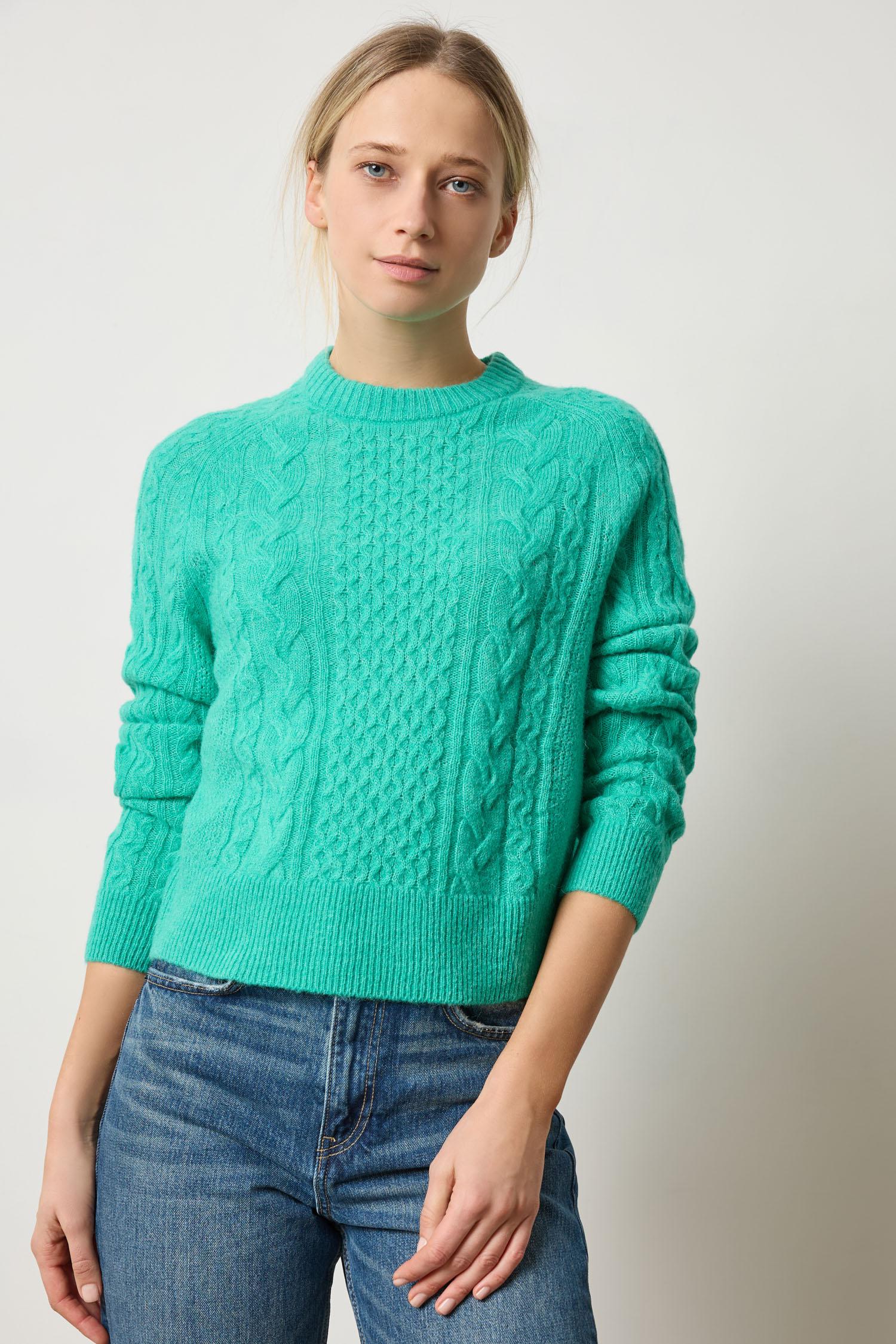 Mixed Stitch Pullover Womens Sweater Cascade A1