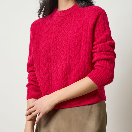 Mixed Stitch Pullover Womens Sweater Fuchsia A1