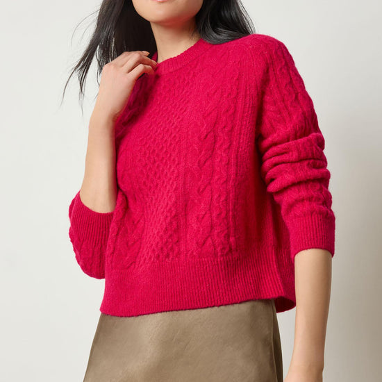Mixed Stitch Pullover Womens Sweater Fuchsia A3