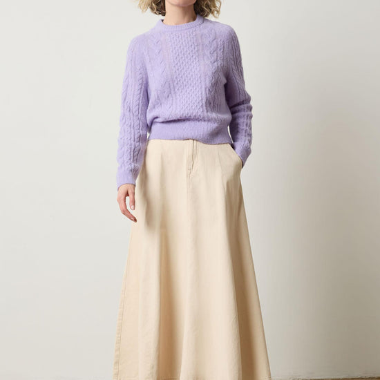 Mixed Stitch Pullover Womens Sweater Lavender A0
