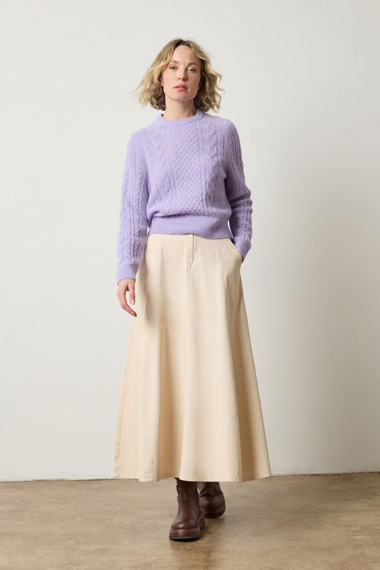 Mixed Stitch Pullover Womens Sweater Lavender A0