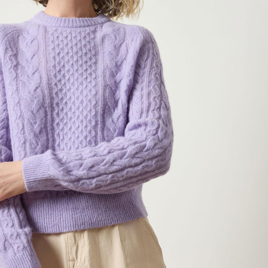 Mixed Stitch Pullover Womens Sweater Lavender A1