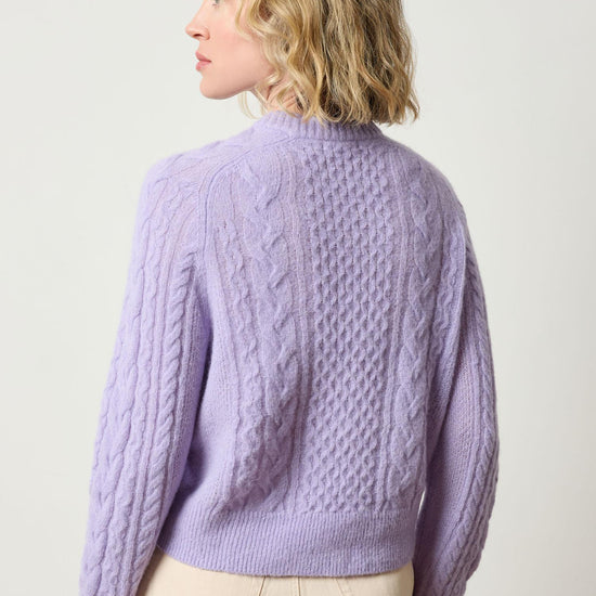 Mixed Stitch Pullover Womens Sweater Lavender A2