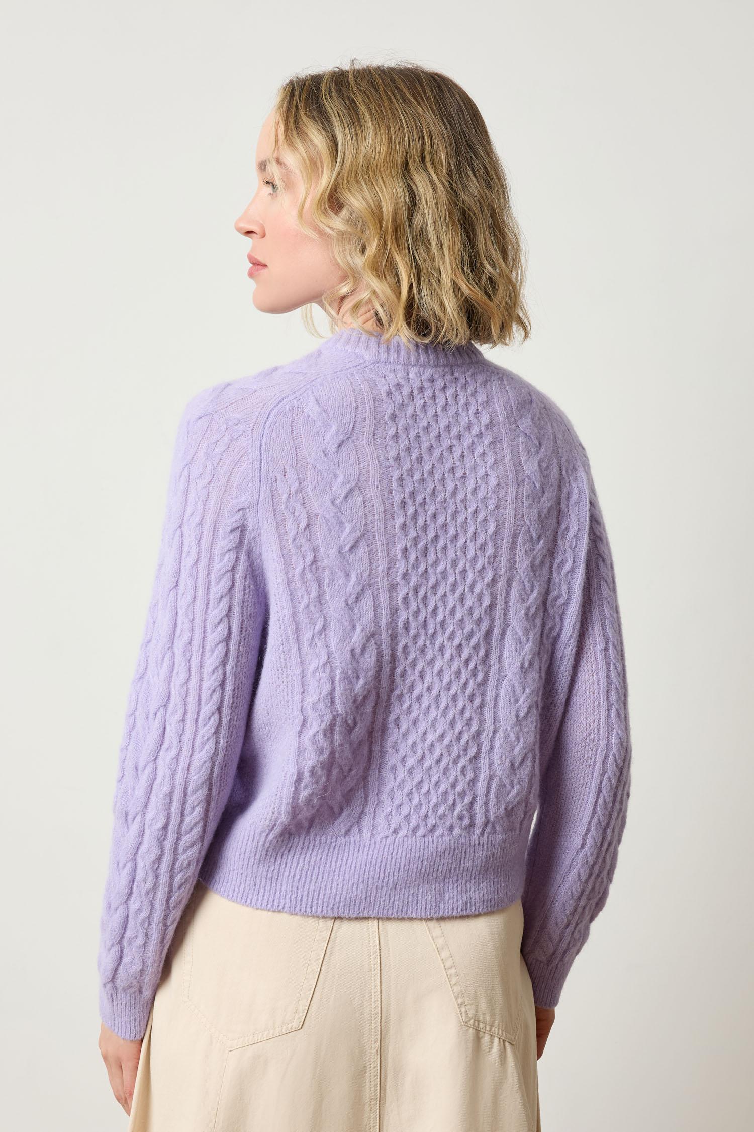 Mixed Stitch Pullover Womens Sweater Lavender A2