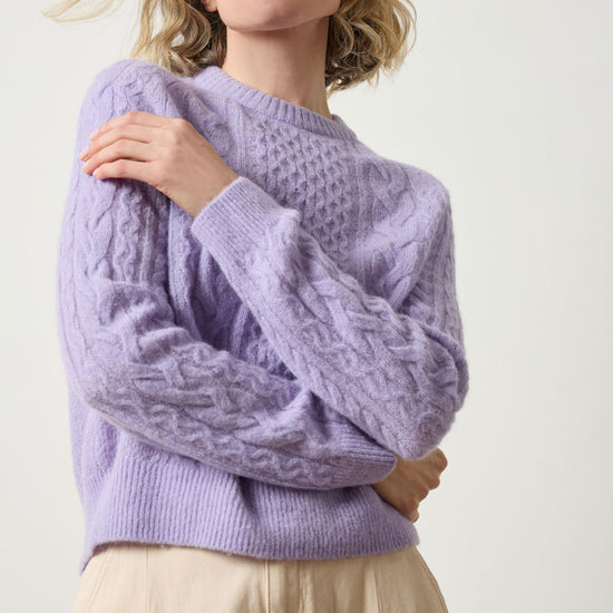 Mixed Stitch Pullover Womens Sweater Lavender A3