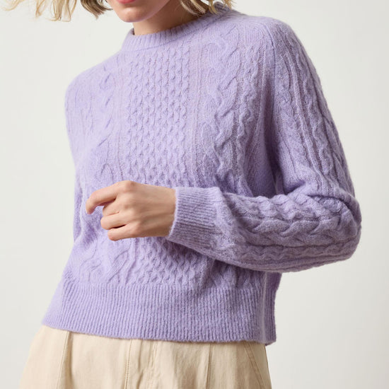 Mixed Stitch Pullover Womens Sweater Lavender A4