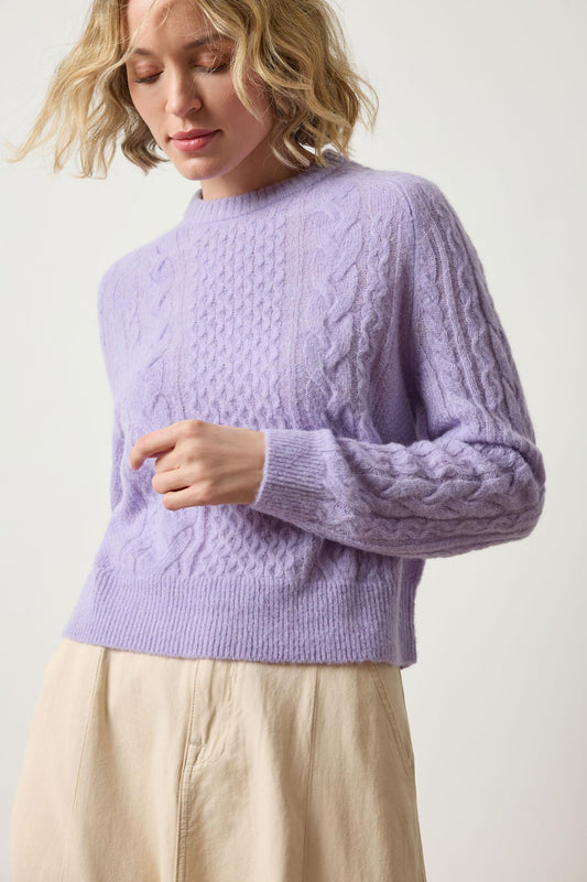 Mixed Stitch Pullover Womens Sweater Lavender A4