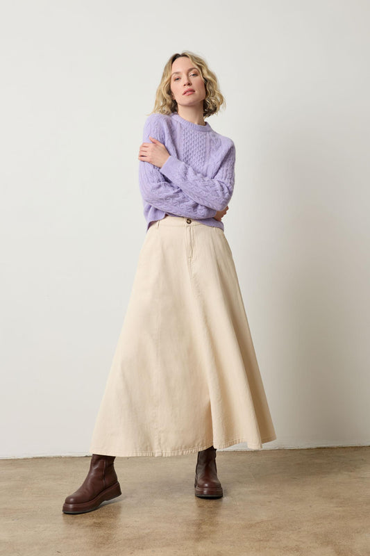 Mixed Stitch Pullover Womens Sweater Lavender A5