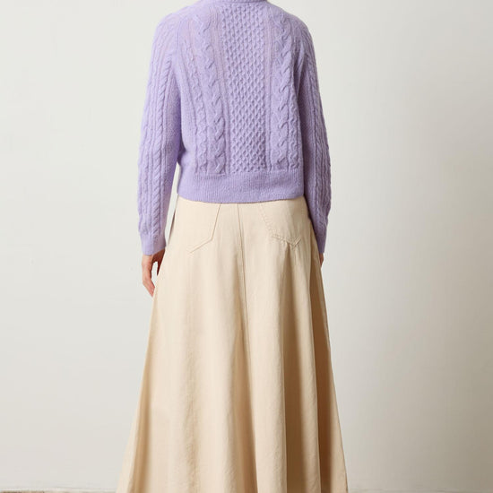 Mixed Stitch Pullover Womens Sweater Lavender A6