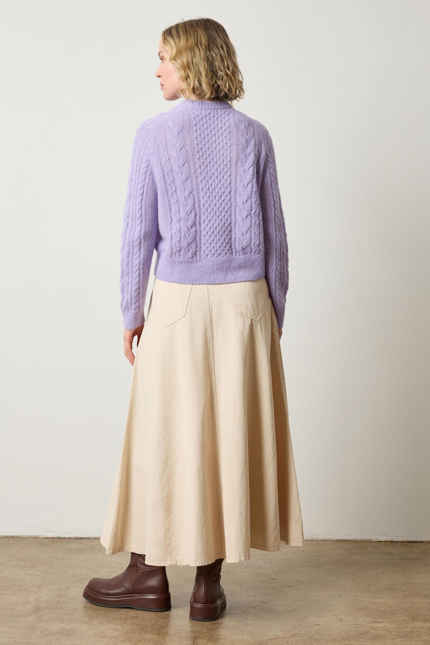 Mixed Stitch Pullover Womens Sweater Lavender A6