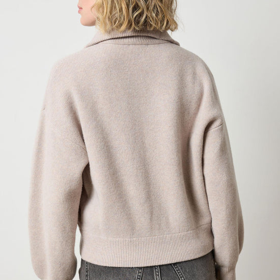 Zip Front Polo Cardigan in color Quartz Image A2