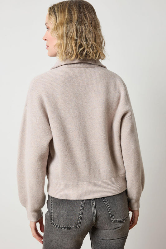 Zip Front Polo Cardigan in color Quartz Image A2