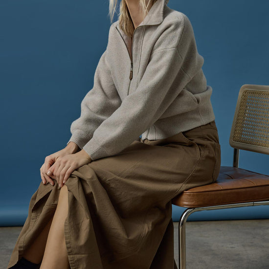 Zip Front Polo Cardigan in color Quartz Image C0